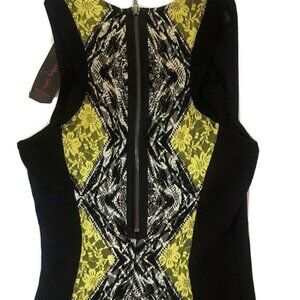 Material Girl Womens lace dress Meduim Black yello
